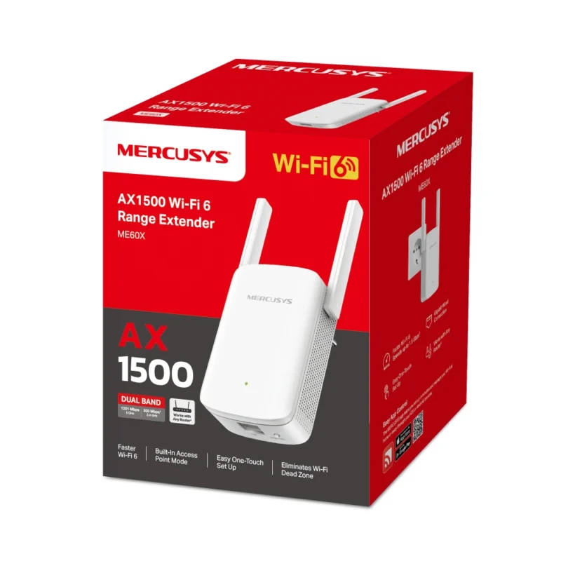 Extensor de Rede Mercusys ME60X AX1500 Wi-Fi 6