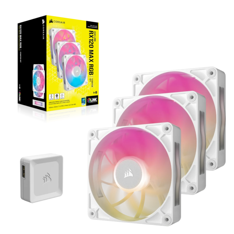 Ventoinha Corsair iCue Link RX120 MAX RGB Branco 3x120mm